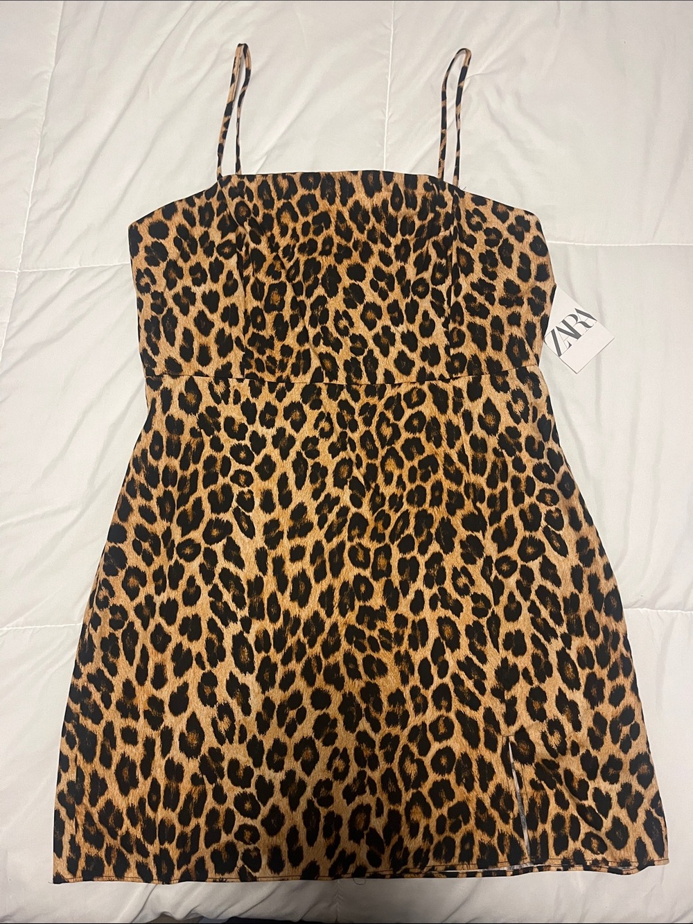 ZARA Leopard-Print Mini Dress in Brown and Black- runs small